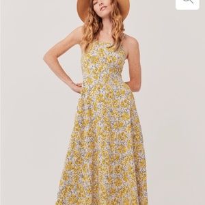Pact Yellow Floral Midi Dress